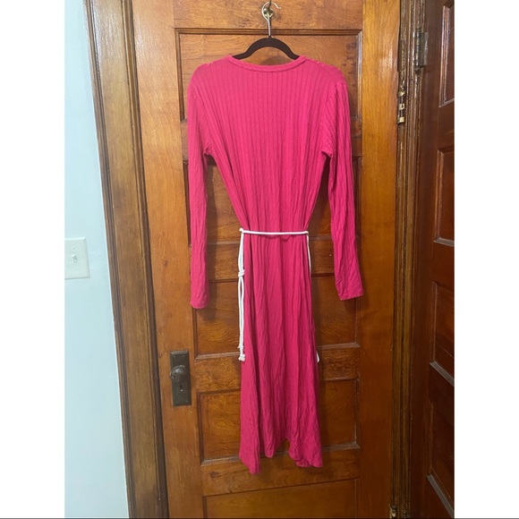 Zara ribbed long sleeve pink maxi dress NWT - Picture 3 of 3